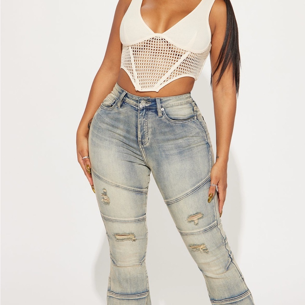 Fashion Nova Vintage Blue Flare Jeans